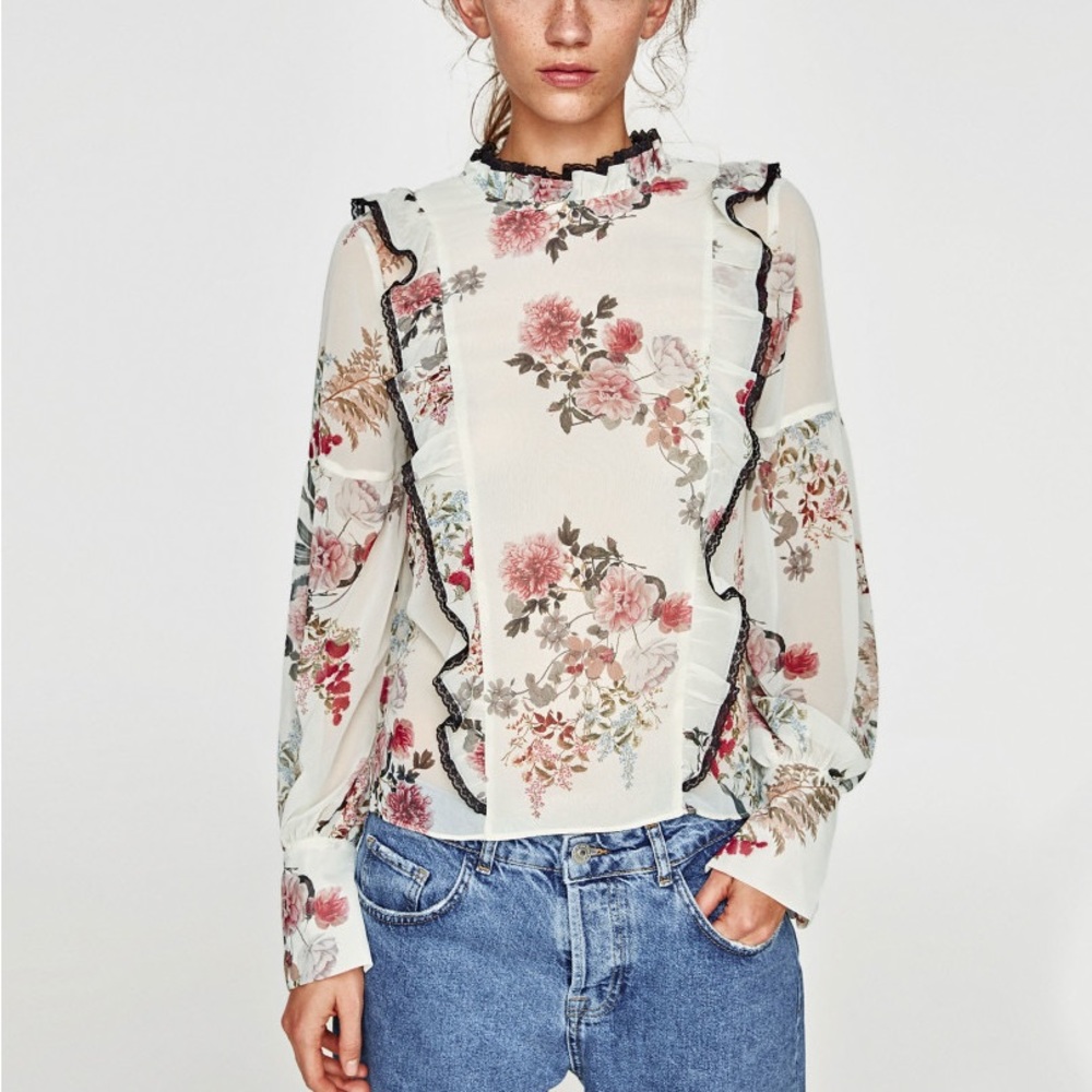 Zara floral blouse